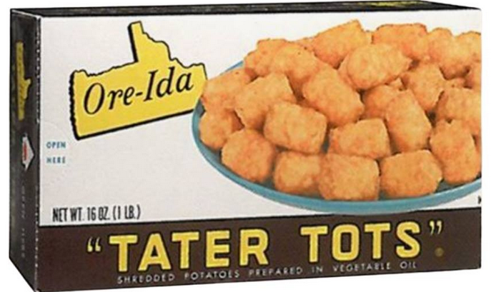 OreIda tator tot box in original 1954 packaging.